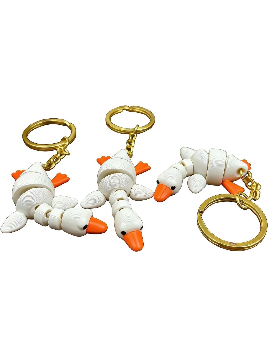 3D Printed Duck Keychains Movable Neck Mini Animals Bags Keys Desk