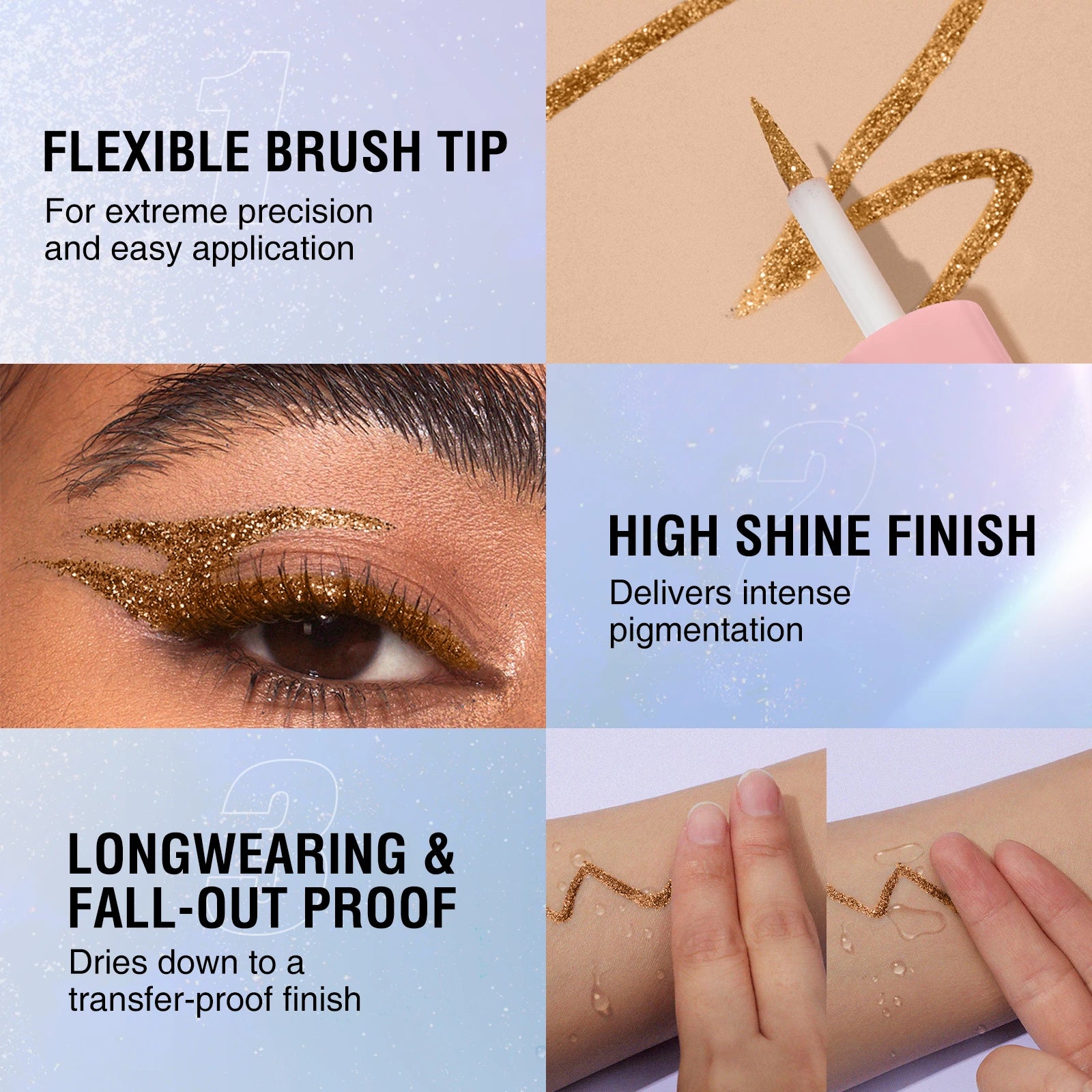 Glitter Liquid Eyeliner Pen Long-lasting Smudge-proof Waterproof Zpaxo