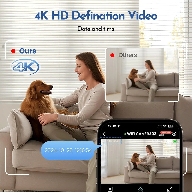 Indoor 4K Security Mini Camera Night Vision 4H Battery Life Motion
