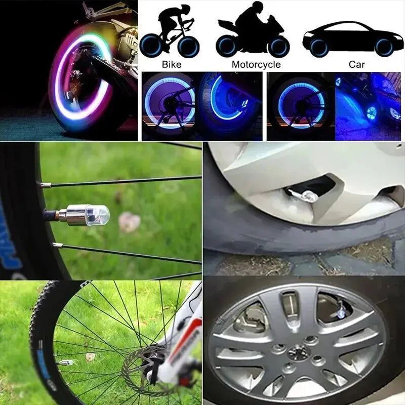 LED Tire Valve Cap Lights – Waterproof for Cars, Bikes & Motorcycles
