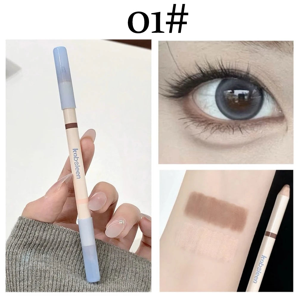 Dual-Ended Aegyosal & Highlighter Pencil Nude Pink Brighten Waterproof Lying Silkworm Pencil for Under Eye Shadow Makeup ﻿Stick Zpaxo 01