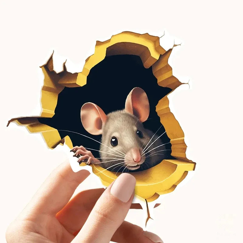 3D Personalised Mouse Sticker Reading Theme White Flower Adorable