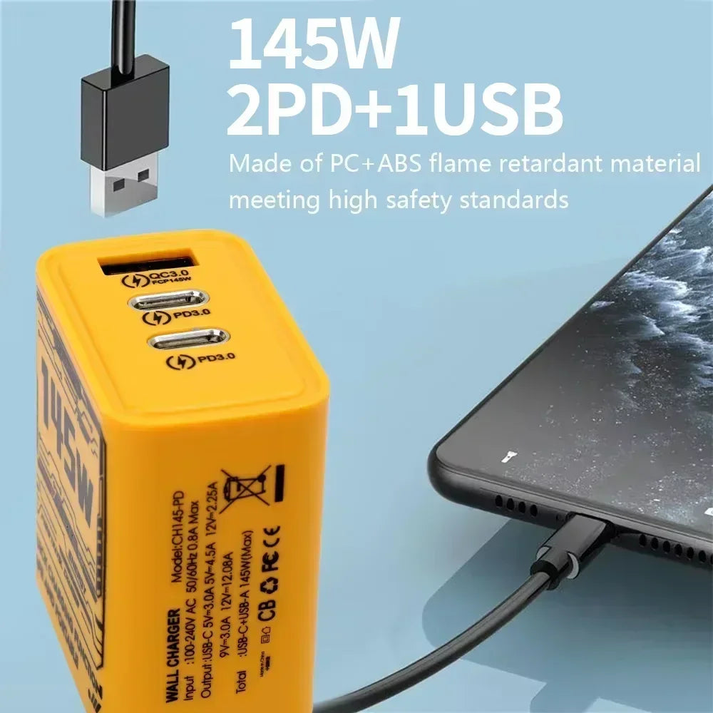 145W Ultra Fast Charging 3-ports Pd Usb Type-c Qc 3 0 Charge Adapter