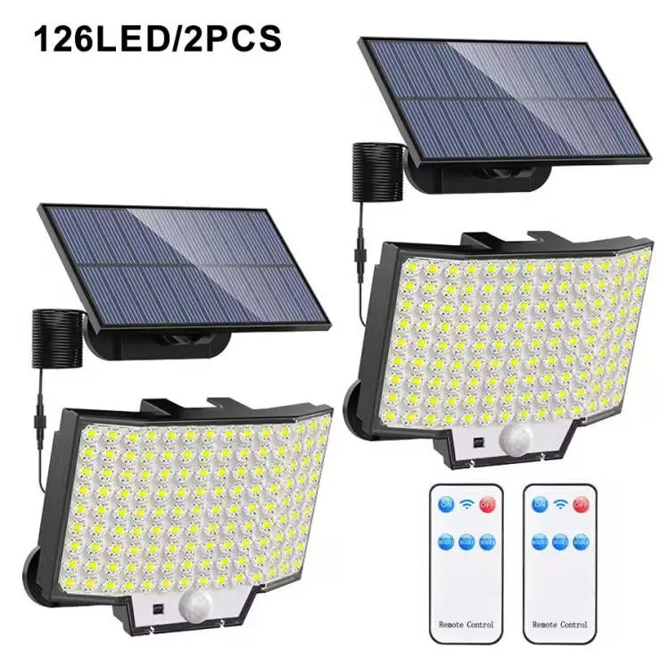 348LED Solar Lamp Outdoor Security Light with Motion Sensor Waterproof 126/328LED Powerful Spotlight Solar for Garden Garage Zpaxo 126LED-2PCS