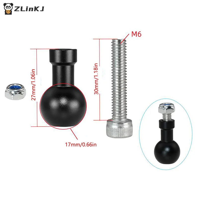 Ball Head M6 Screw Bracket Connector Motorcycle Sport Camera Mount Zpaxo