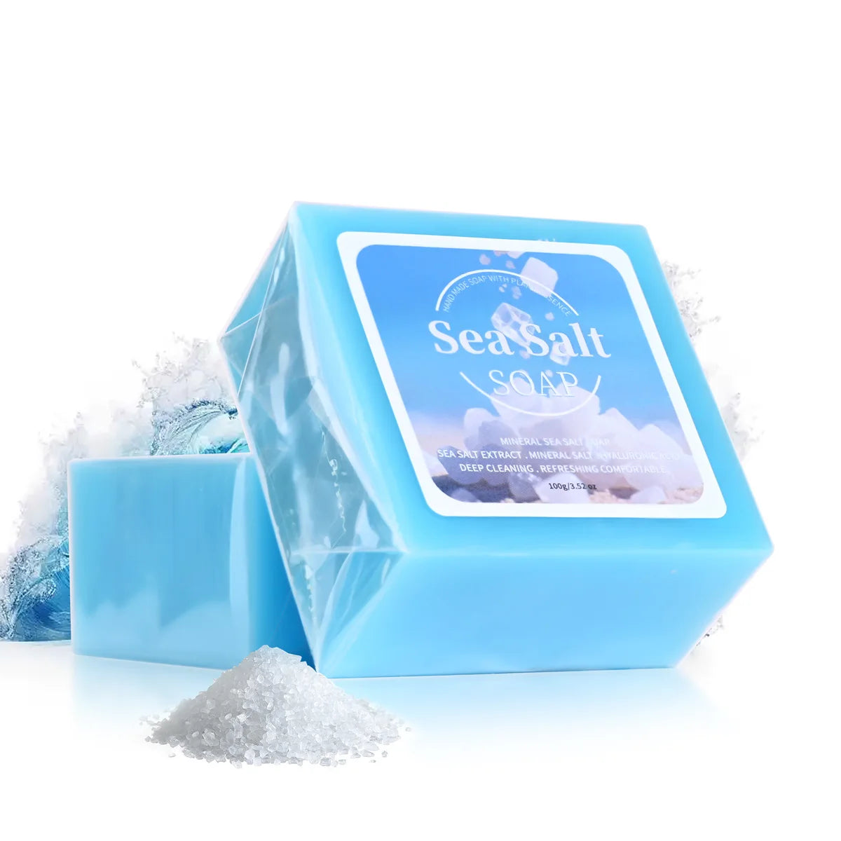 B+Hyaluronic Acid Sea Salt Deep Cleaning Handmade Soap For Cleansing And Bathing 100G Portable Travel Cleaning Soap Zpaxo 100g