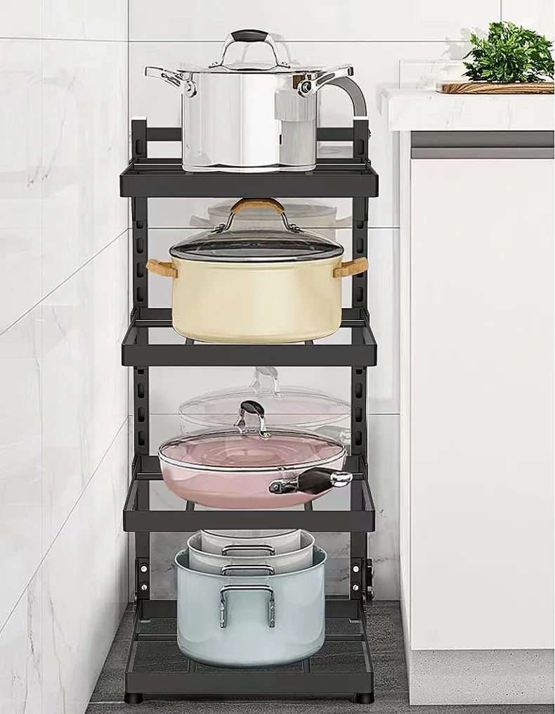 Kitchen Sink Storage Rack Multi-Layer Cooker Storage Rack For Home Stovetop Cabinets Adjustable Pot Rack Zpaxo