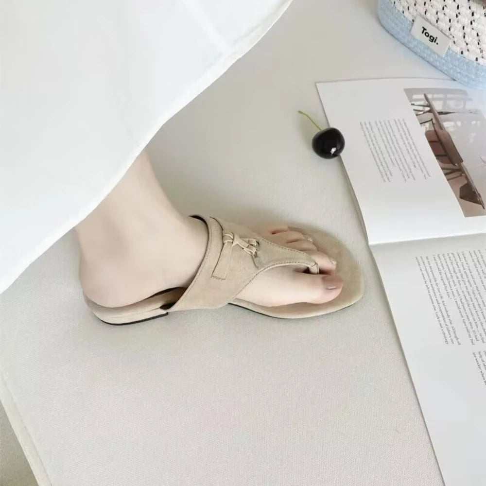 2025 Summer New Fashion Versatile Flat Toe Flip-flops Women's Outdoor Holiday Beach Shoes Casual Sandals Zpaxo
