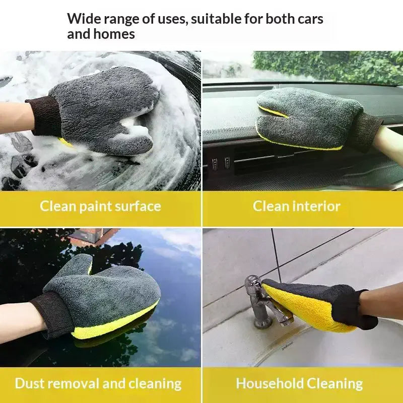 Microfiber Car Wash Glove – Double-Sided Coral Fleece Detailing