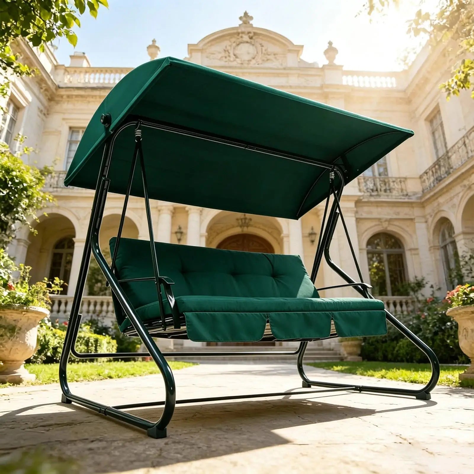 Swing Canopy Replacement Cover Waterproof UV-Resistant Hammock Shade Outdoor Patio Swing Canopy Replacement Top Cover for Porch Zpaxo