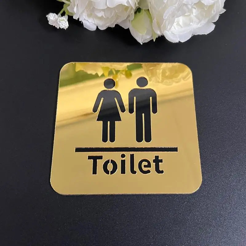 3.94-inch Acrylic Toilet Sign For Men And Women, Bathroom Identification, Round And Square Toilet Mirror Decals For Home Decor. Zpaxo A6