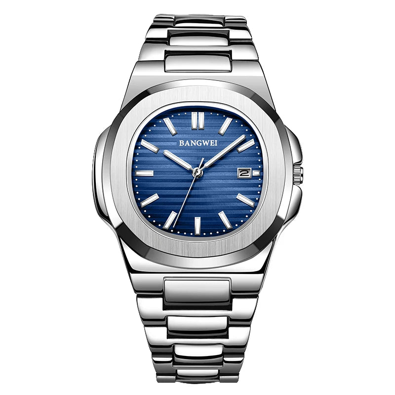 LIGE Top Brand Luxury Fashion Diver Watch Men 30ATM Waterproof Date Clock Sport Watches Mens Quartz Wristwatch Relogio Masculino Zpaxo Silver blue 1