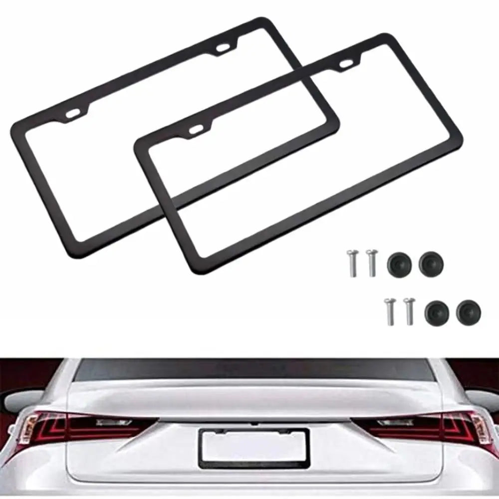 2 Hole Car License Plate Frame Rustproof Black Cover Screw Caps Truck Zpaxo