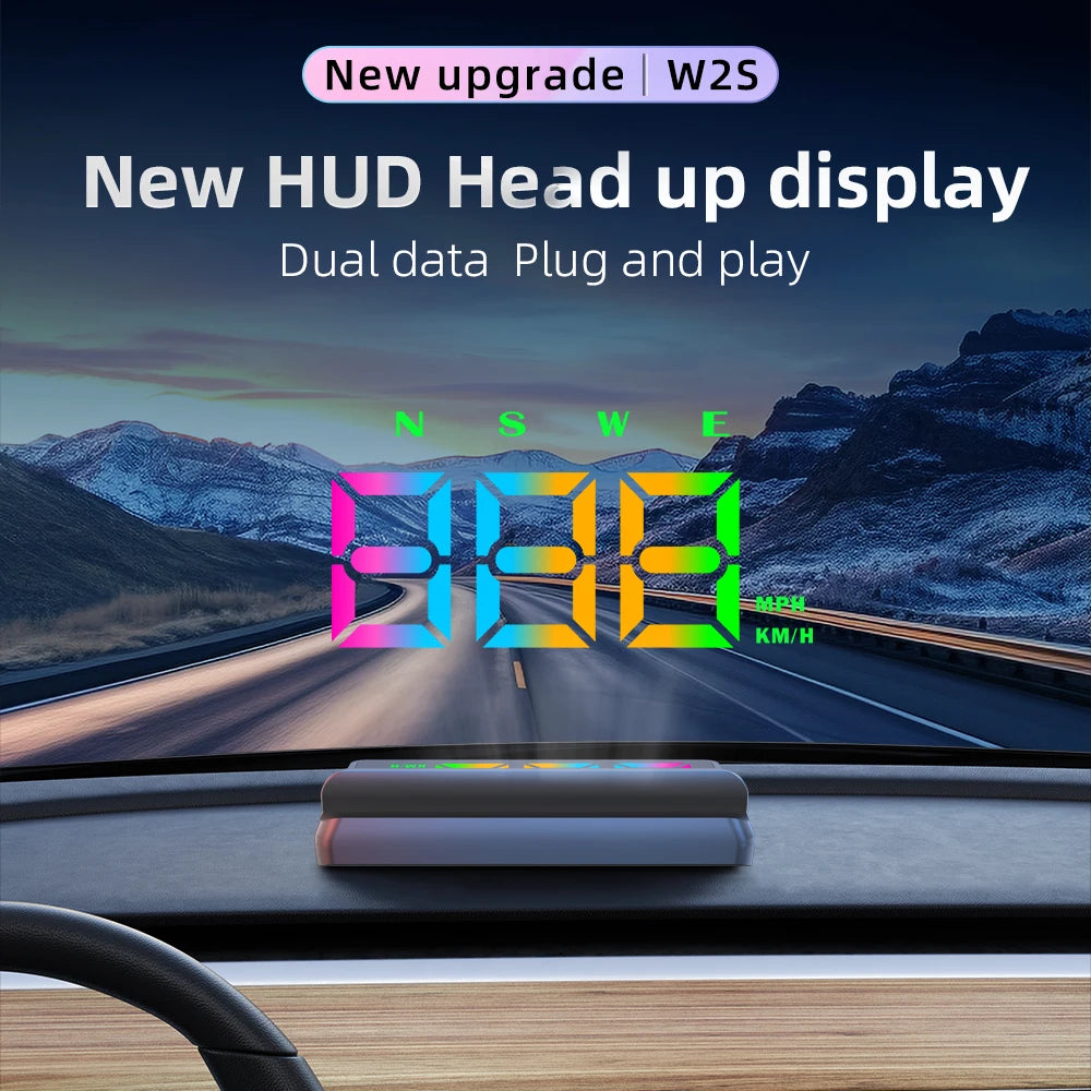 Car Head Up Display W2S HUD Digital GPS Speedometer MPH Overspeed