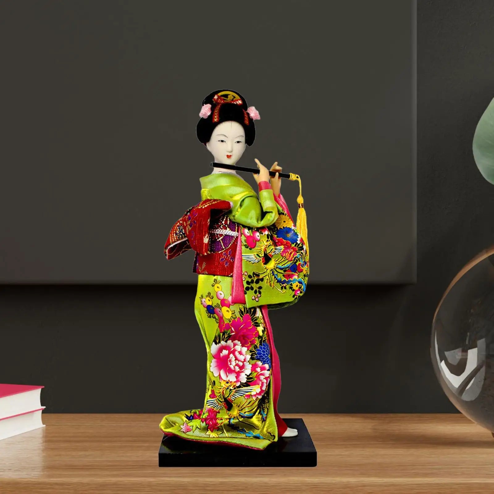 Japanese Geisha 9" Free Standing Oriental Ancient Kabuki Girl Statue Kimono Dolls Ornament for Shelf Table Home Office Decor Zpaxo Style H