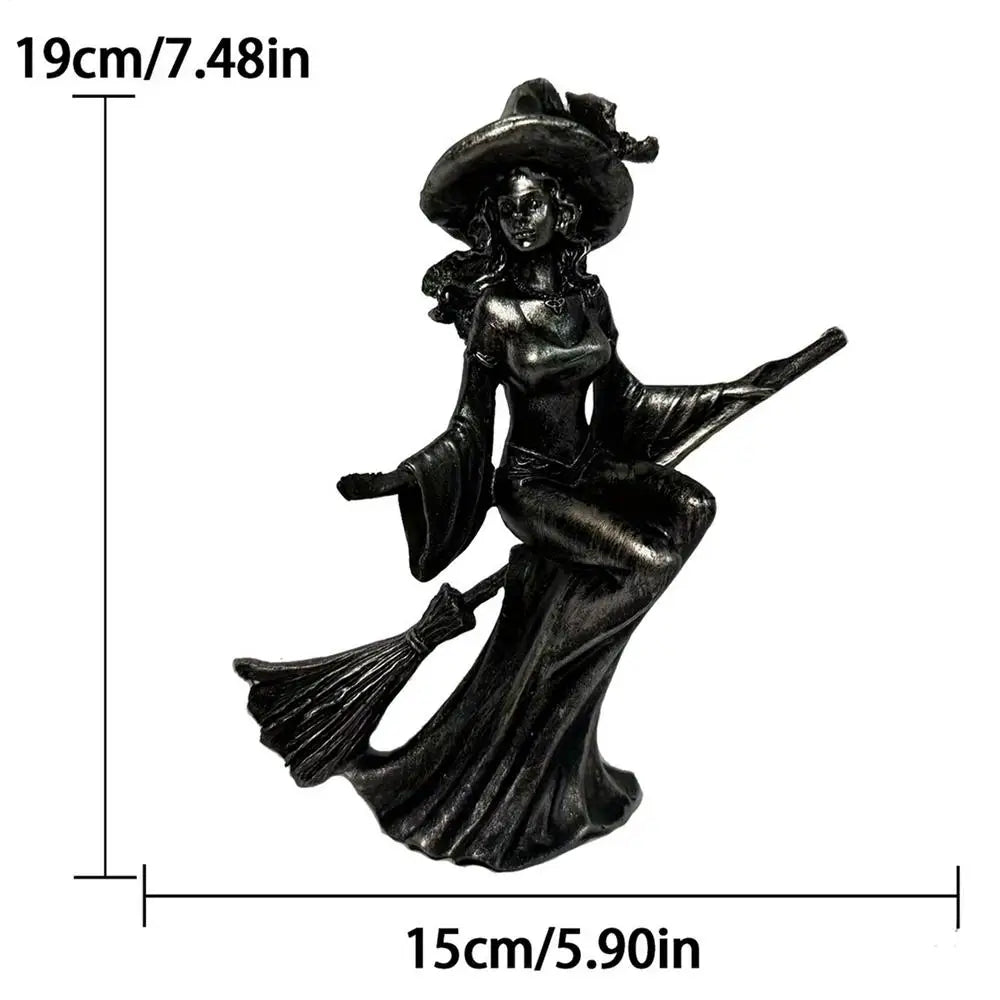 Halloween Witch Figurines Gothic Resin Figurine Retro Magician Decor