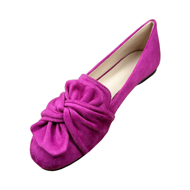 Flat Shoes for Women French Women's Shoes Spring and Autumn 2025 New Round Toe Butterfly Bow Plus Size Women's Shoes Zpaxo