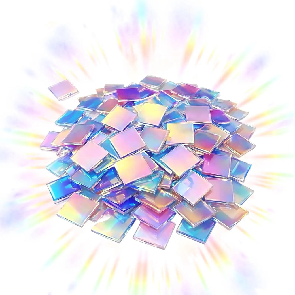 Mini Acrylic Sheets 100 Rainbow Holographic Squares Double-sided