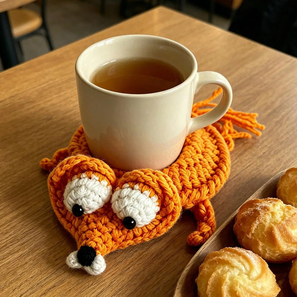 Crochet Animal Coasters 4 Pieces Home Decoration Knitting Cup Mat for Renters Homeowners Home Office Apartment Kitchen Dining Zpaxo