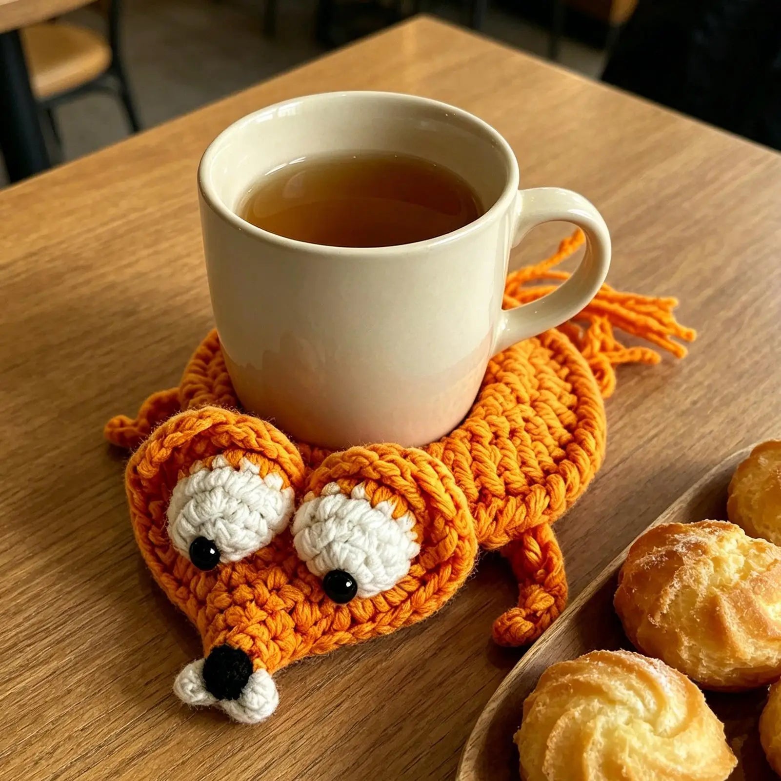 Crochet Animal Coasters 4 Pieces Home Decoration Knitting Cup Mat for Renters Homeowners Home Office Apartment Kitchen Dining Zpaxo