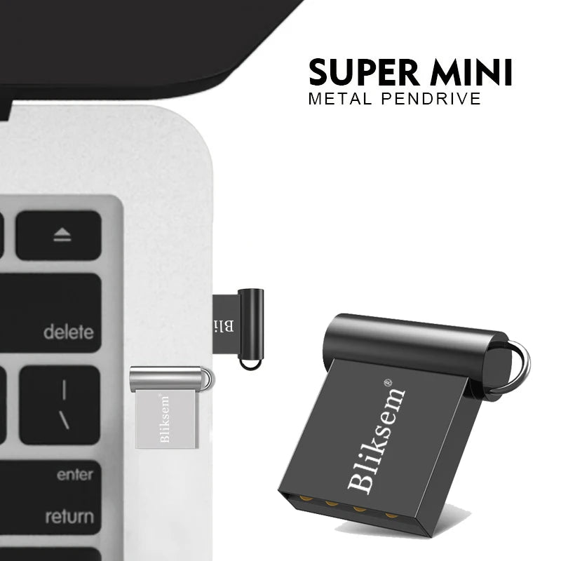 High-Speed Mini Pen Drive 128GB 64GB 32GB 16GB 8GB USB 2.0 Metal Flash Drive Portable Waterproof U Disk for Data Transmission Zpaxo
