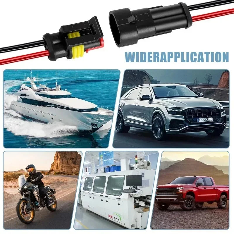 10pcs/5sets 2 Pin Way Connector Waterproof Connectors Male & Female Way 16 AWG Wire for Car Truck Boat Electrical Connector Zpaxo