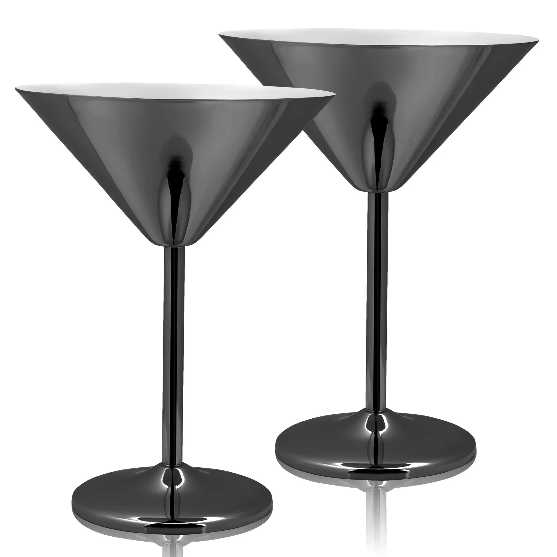 2-Pack Stainless Steel Martini Glasses – Mirror Finish & Easy Clean Cocktail Glass Set Zpaxo Black 2PCS