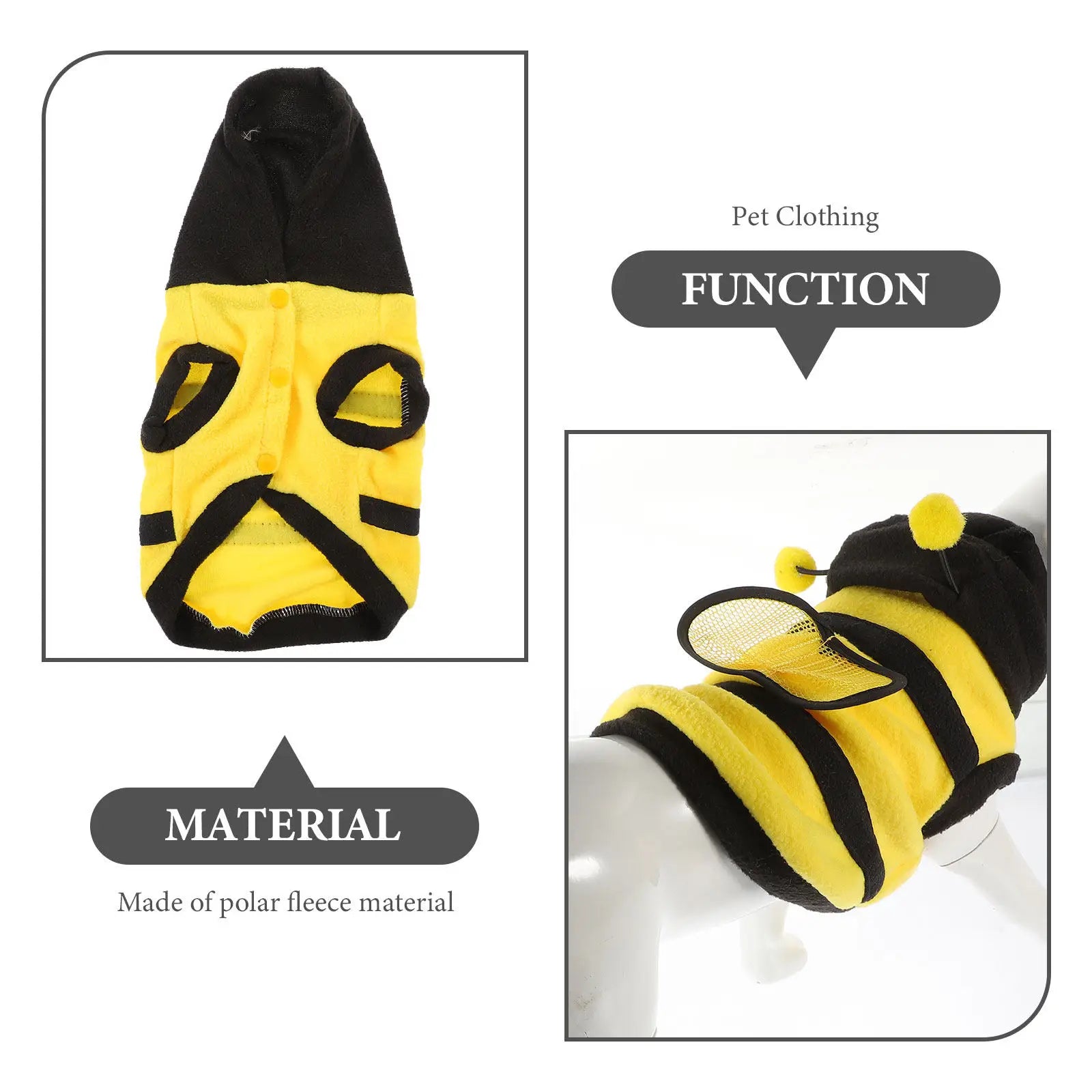 Stylish Bee Design Dog Costume Polar Fleece One-piece Dress-up