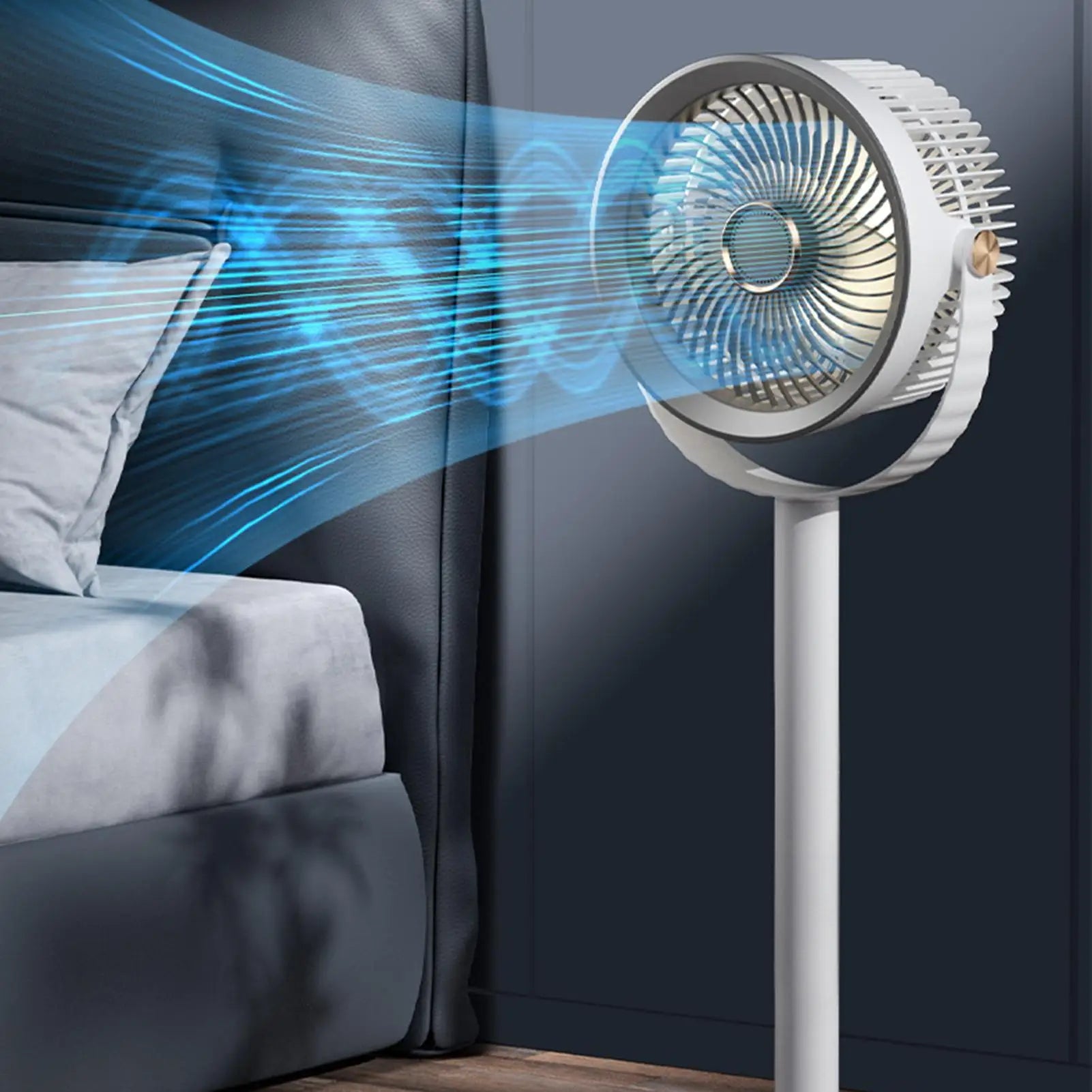 Floor Fans For Home Rechargeable 5-Speed Silent Pedestal With Night Light Floor Fan Quiet Powerful For Indoor Outdoor Camping Zpaxo