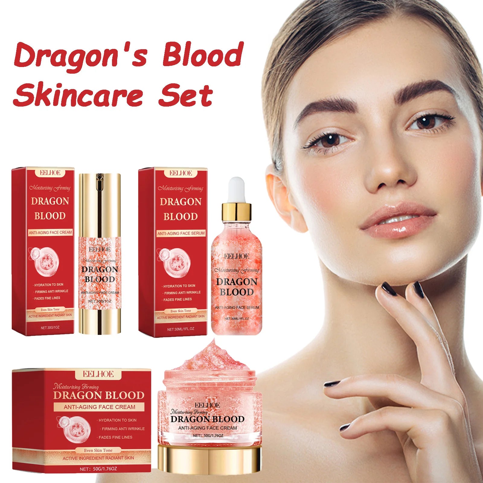 EELHOE Dragon's Blood Anti-Aging Skincare Set | Serum & Cream Anti-Aging Skincare Set Zpaxo