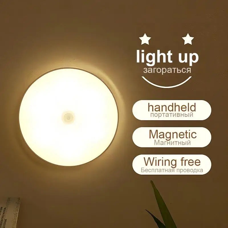 USB Rechargeable LED Night Light with Switch, Motion Sensor Magnetic Wireless Lamp, Warm White No Flicker for Closet Bed Cabinet Zpaxo