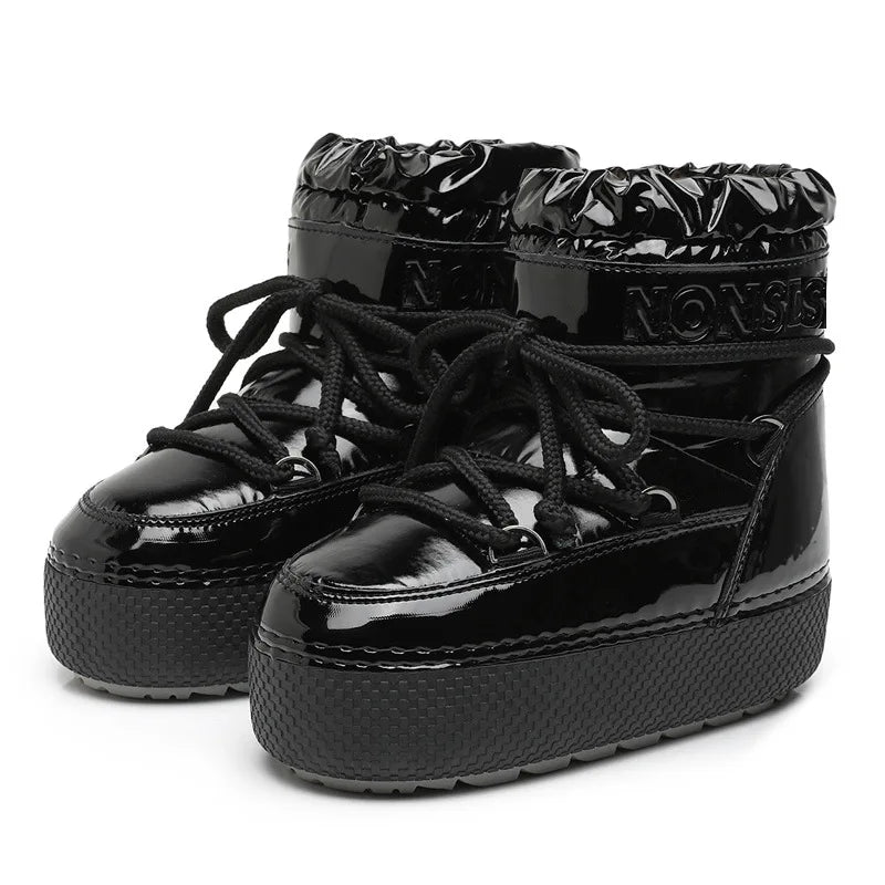 Winter Ankle Boots Women Quilted Nylon Down Snow Woman Round Toe Flat Zpaxo