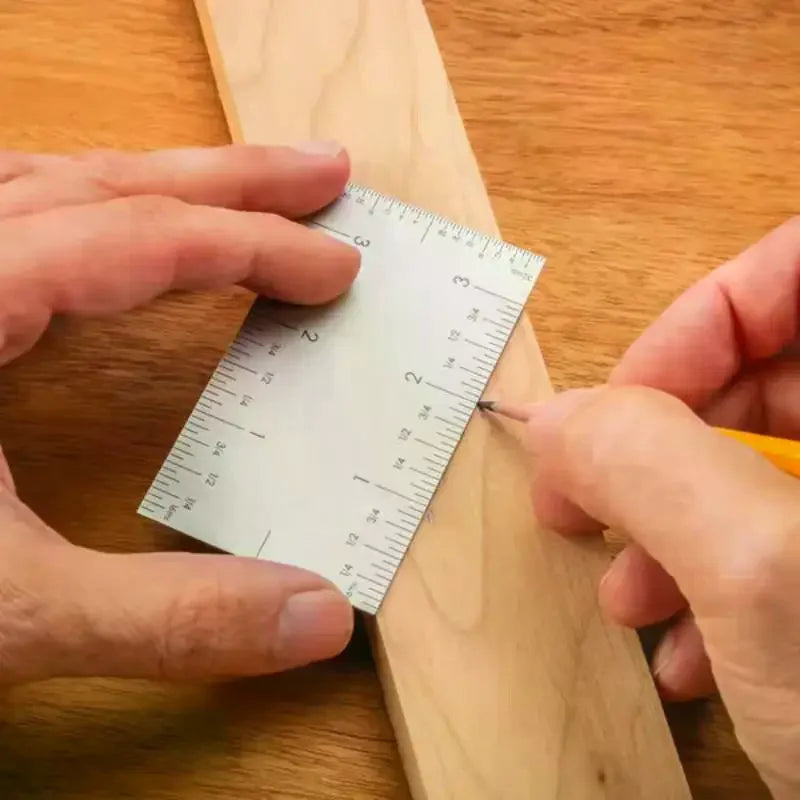 1/2Pcs Portable Square Edge Ruler Stainless Steel Marking Tool Woodworker Edge Rules Durable Pocket Ruler Zpaxo