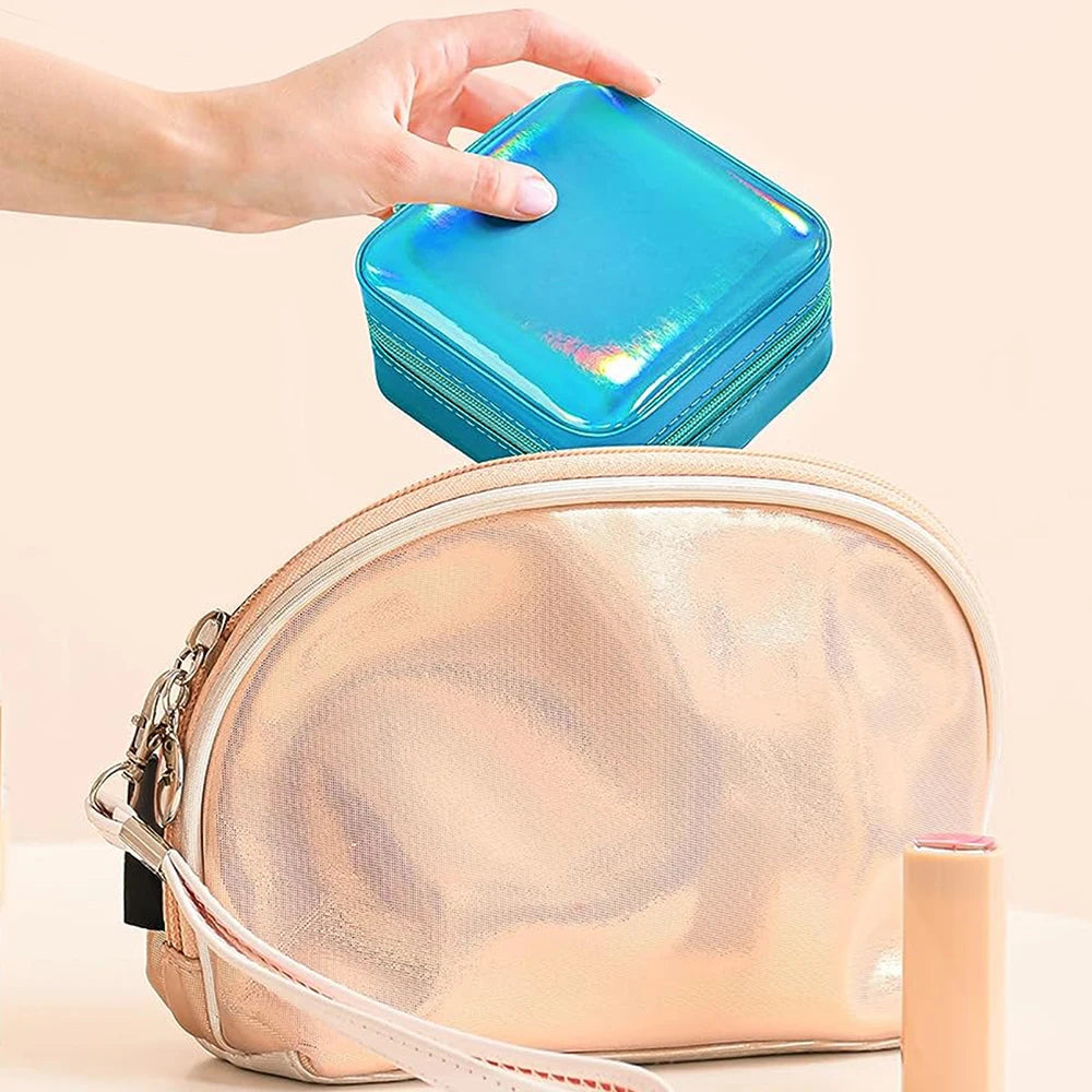 Jewelry Case Box Portable Small Travel Jewelry Organizer Necklace Earring Ring Storage Display Gift Box Travel Essentials Zpaxo