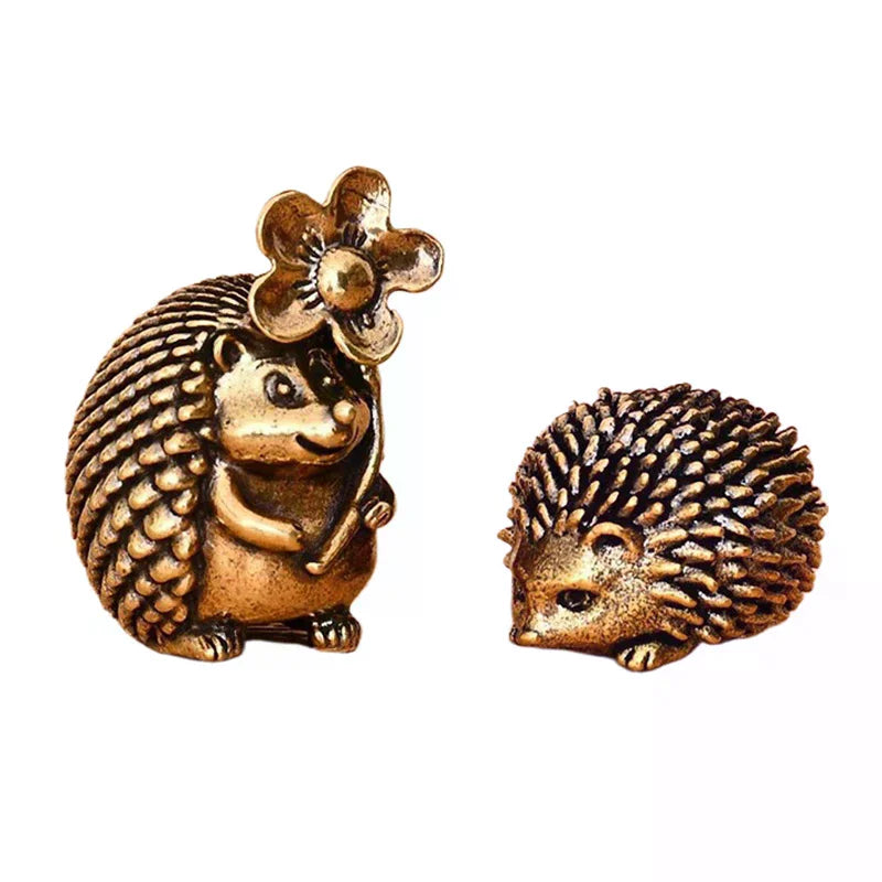 Solid Brass Antique Animal Sculpture Crafts Desk Tea Table Decoration Home Decor Antique Hedgehog Small Ornaments Zpaxo