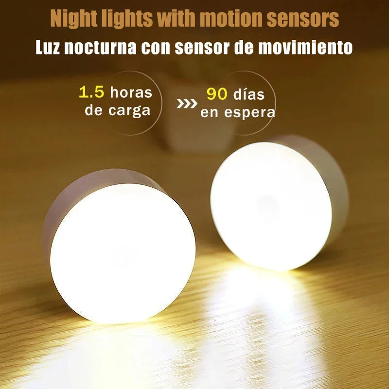 USB Rechargeable LED Night Light with Switch, Motion Sensor Magnetic Wireless Lamp, Warm White No Flicker for Closet Bed Cabinet Zpaxo