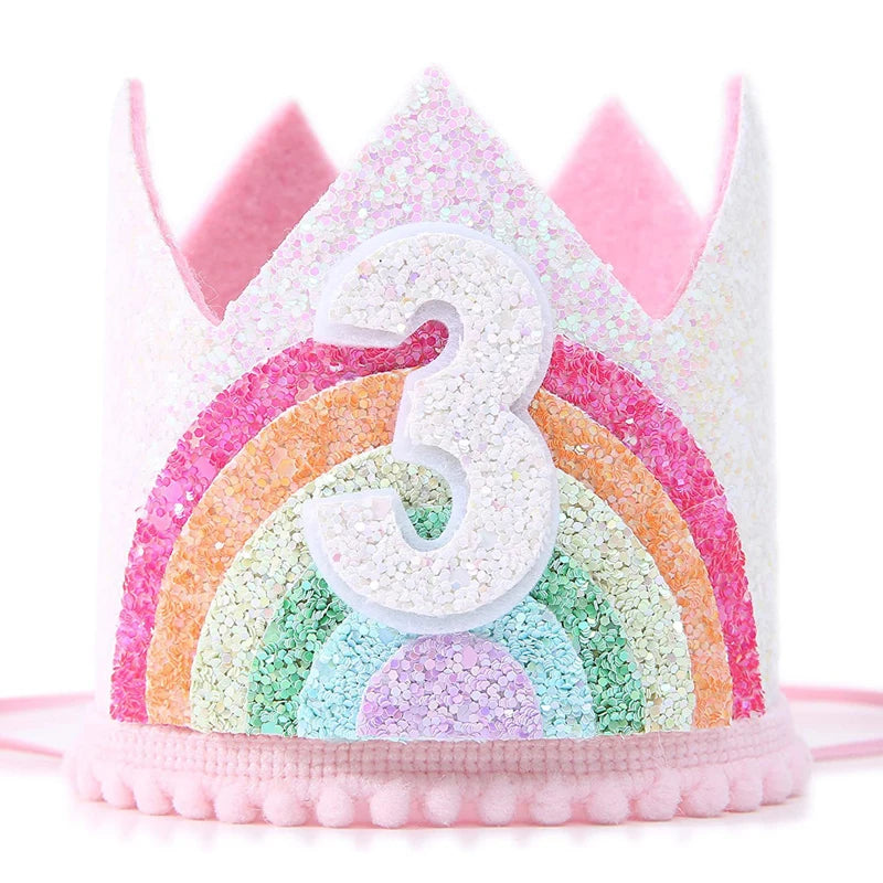 Felt Rainbow Crown Birthday Party Crowns 1st 2nd 3rd Happy Decor Kids