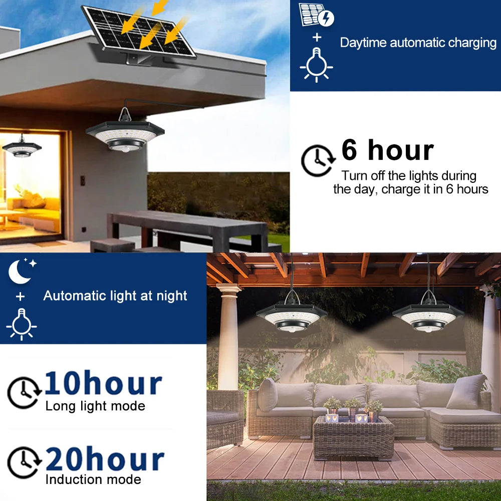 Solar Shed Light Indoor Outdoor Upgrade LED Motion Sensor Pendant Light Waterproof Solar Hanging Light for Garden Balcony Zpaxo