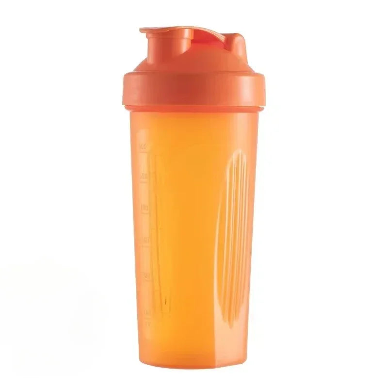 New 600ml Protein Powder Shaker Bottle Leak Proof Water Bottle for Gym Fitness Training Sport Shaker Mixing Cup with Scale Zpaxo Orange
