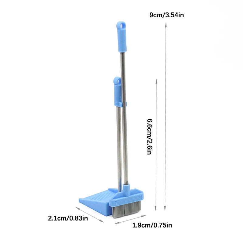 1 Set 1:12 Dollhouse Miniature Broom Dustpan Kit Doll Home Cleaning Tools Decor Toy Micro Life Scene Decoration Props Zpaxo Blue
