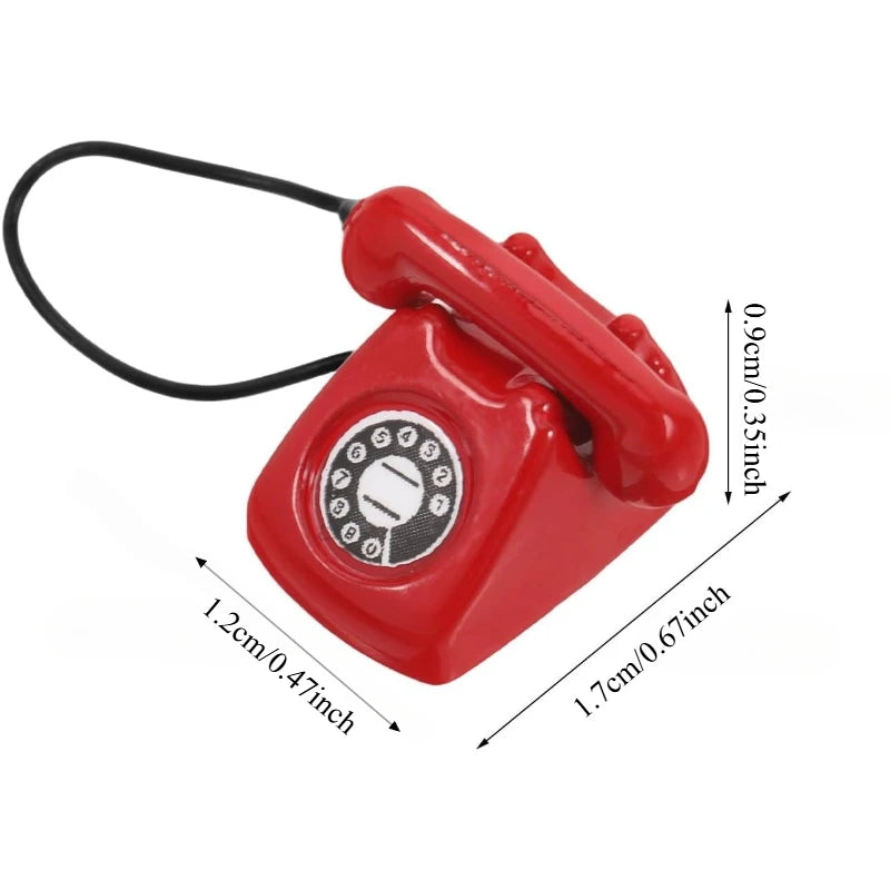 1:12 Miniature Vintage Rotary Telephone – Dollhouse Retro Phone