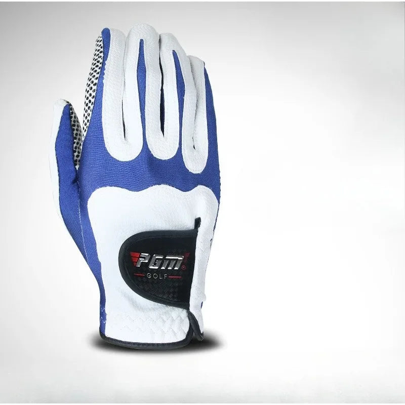 Men's Microfiber Golf Gloves with Single Finger Divided Particles Anti Slip Breathable Adjustable High Elasticity Golf Gloves Zpaxo WhiteBlue RightHand L