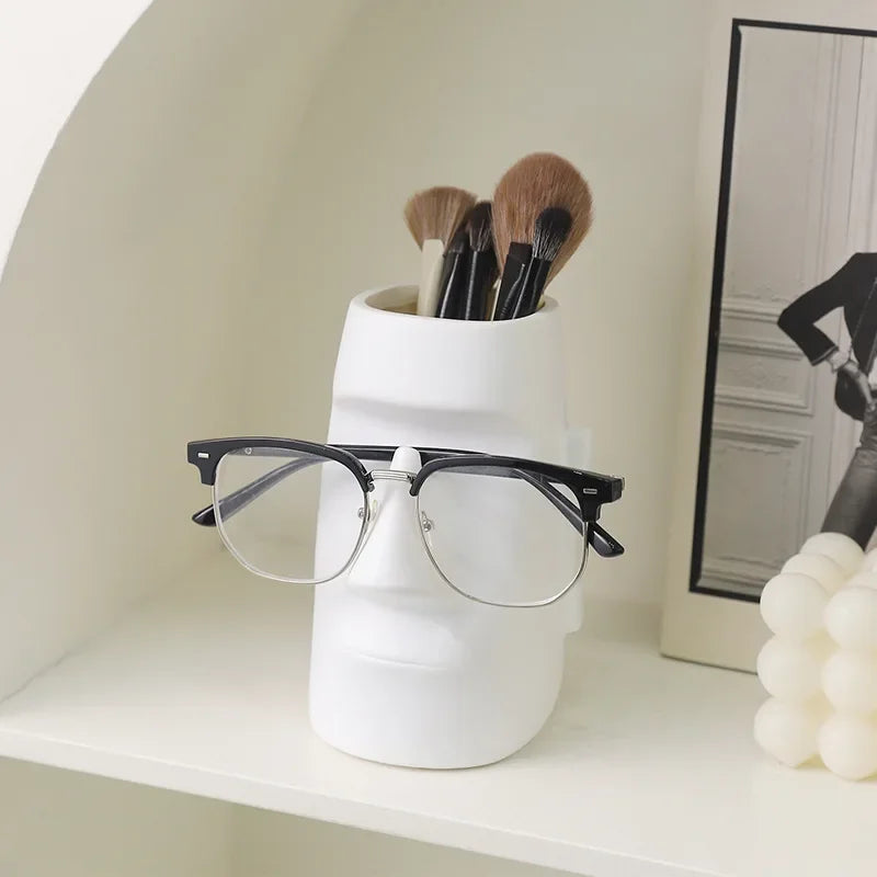 Easter Island Moai Statue Glasses Holder & Desk Pen Organizer Desk Organizer Ornament Zpaxo