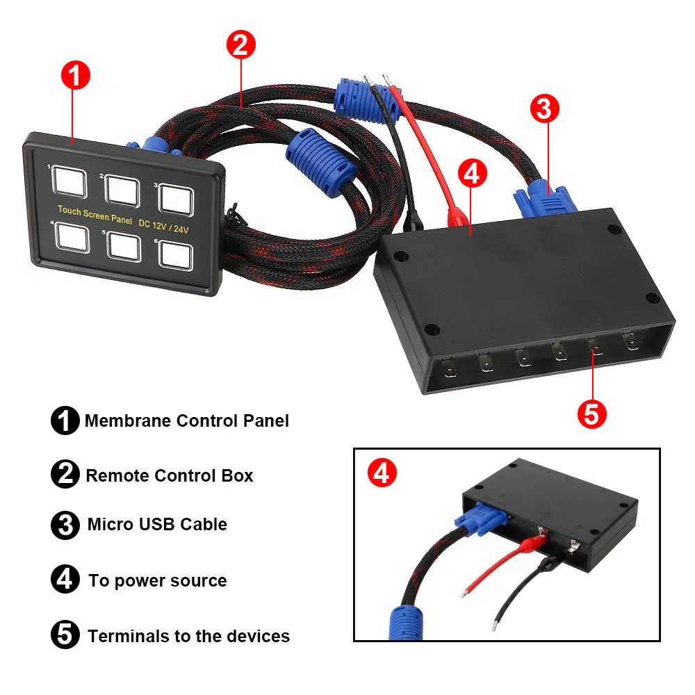 Slim Touch Circuit Control Panel Box 6 Gang LED Switch Screen