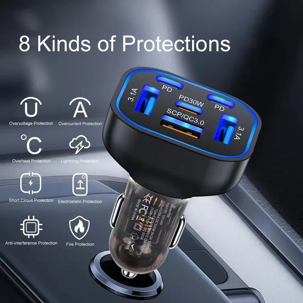UYUXIO 1 USB C Car Charger Adapter PD 30W Multi Ports Fast Charge