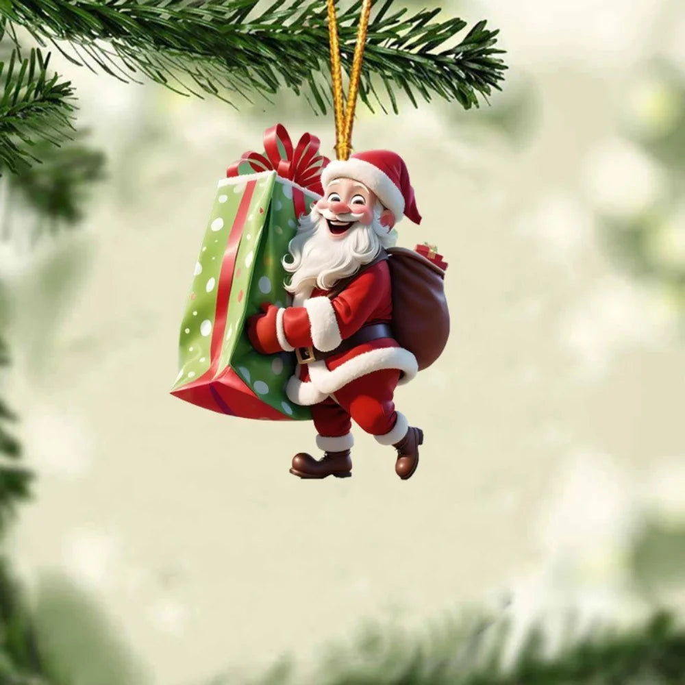 2D Santa Claus Acrylic Christmas Tree Hanging Ornament Christmas Ornament Zpaxo
