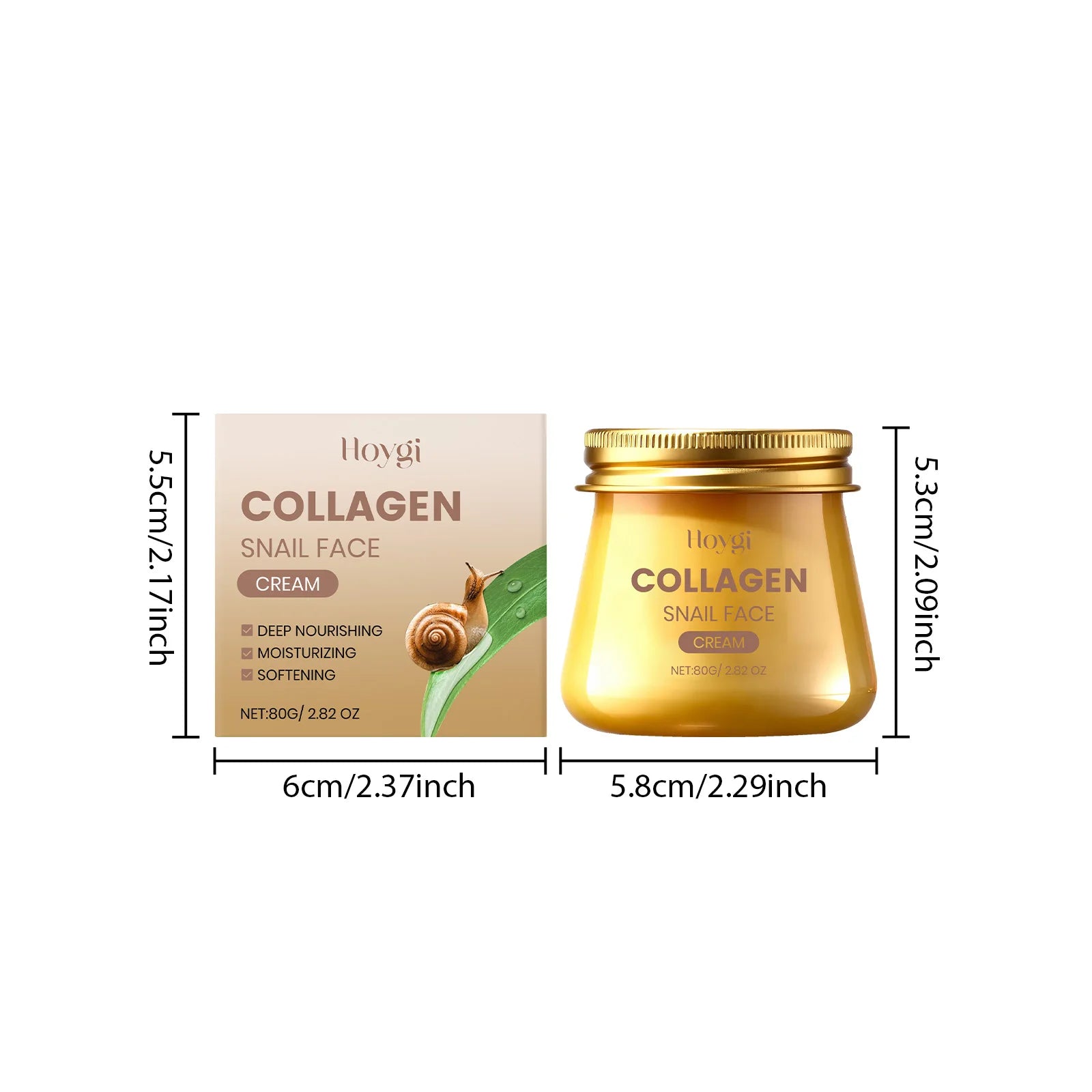 Hoygi Snail Mucin Collagen Cream – Anti-Wrinkle Firming Face Cream Face Moisturizer Cream Zpaxo 80g Boxed