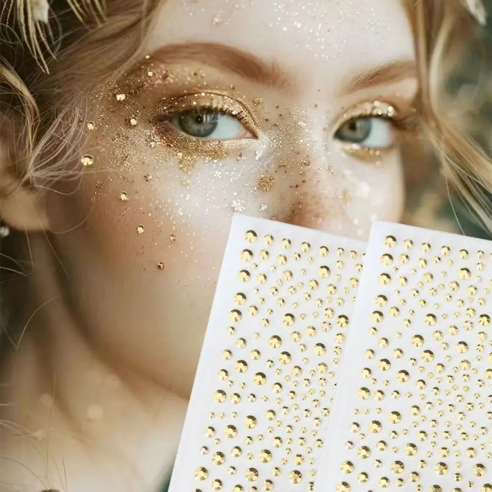 Golden Face Jewels Stickers Makeup Y2K Body Glittery Gem Music Zpaxo