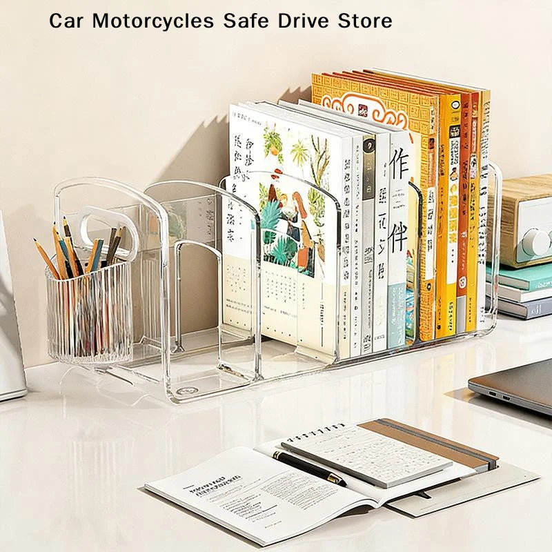 CM4 Compartment Clear Acrylic File Organizer Desktop Magazine Holder
