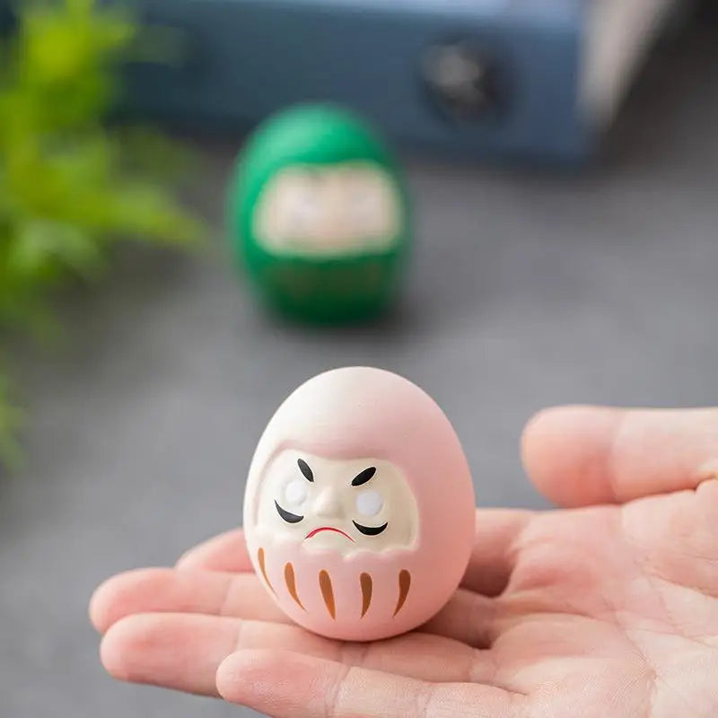 Japanese Daruma Doll Ceramic Statue – Lucky Fortune Decor Lucky Decor Figurine Zpaxo